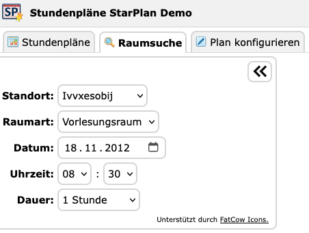 Raumsuche Kontrollfeld